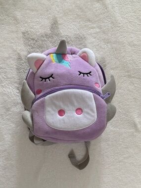 Plush Purple Unicorn Kids Backpack - Soft Plush Toy Bag